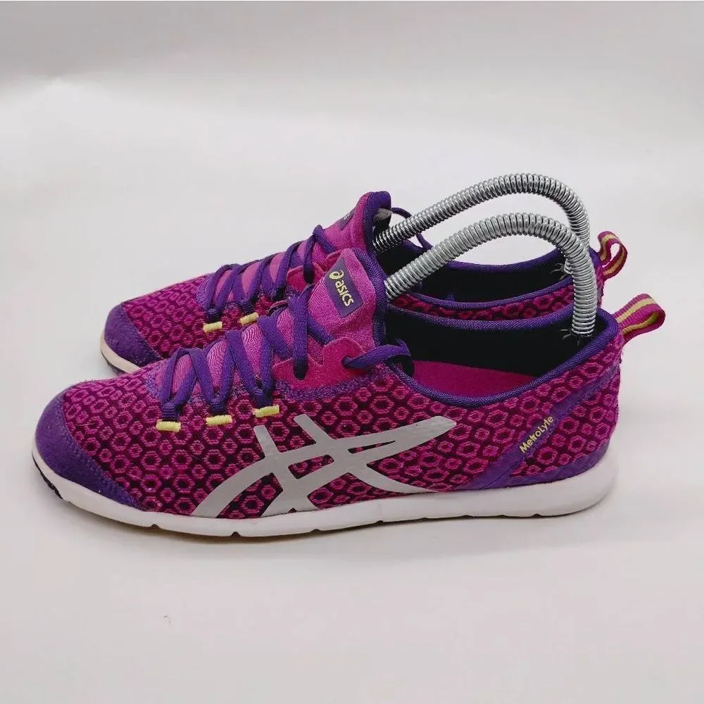 Asics Metrolyte Casual Fashion Sneakers Womens Size 8 Purple Pink Silver Shoes